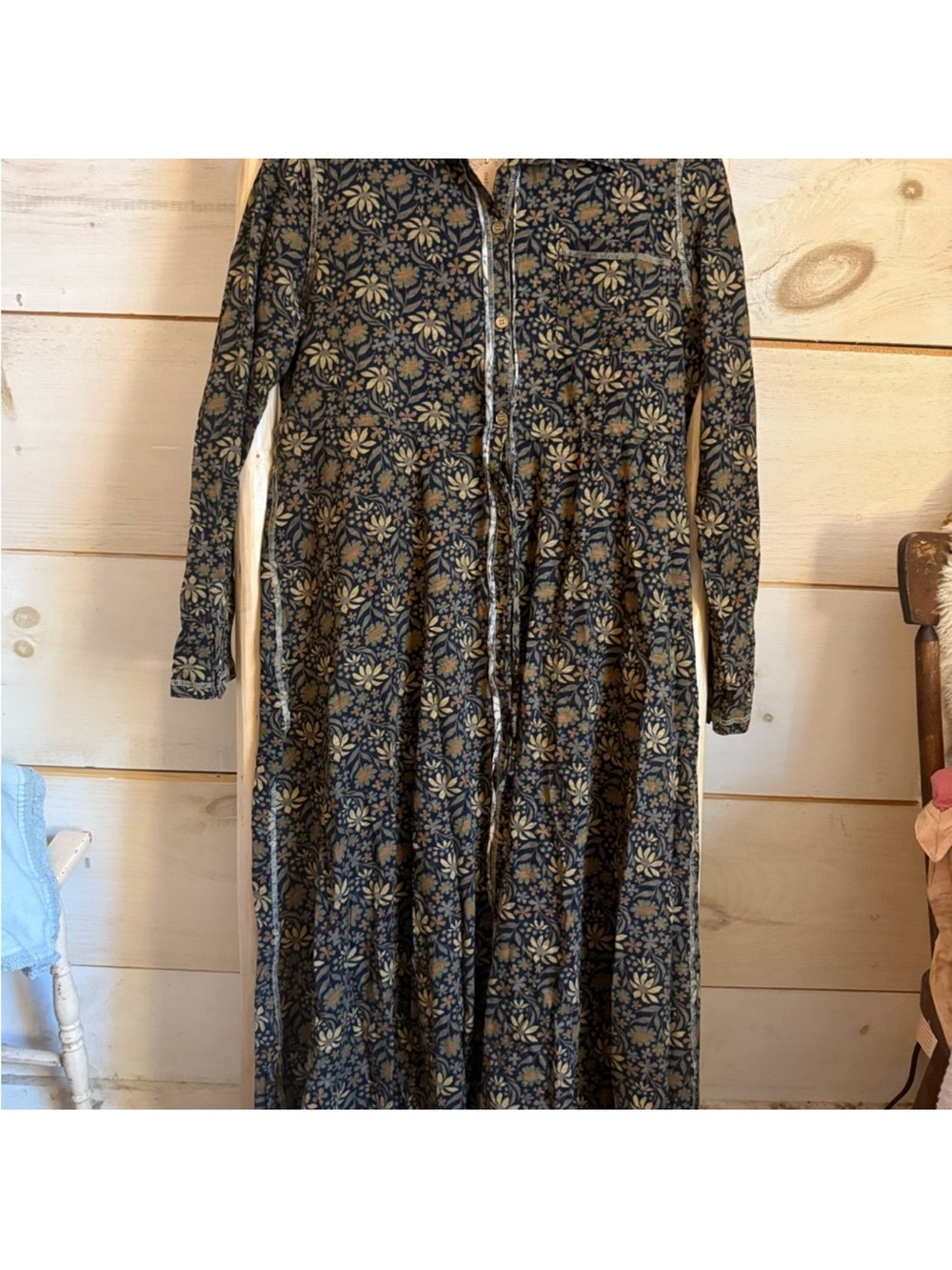 Natural Life Dress Christa Knit Cotton Floral Boho Cottagecore Black Size XL